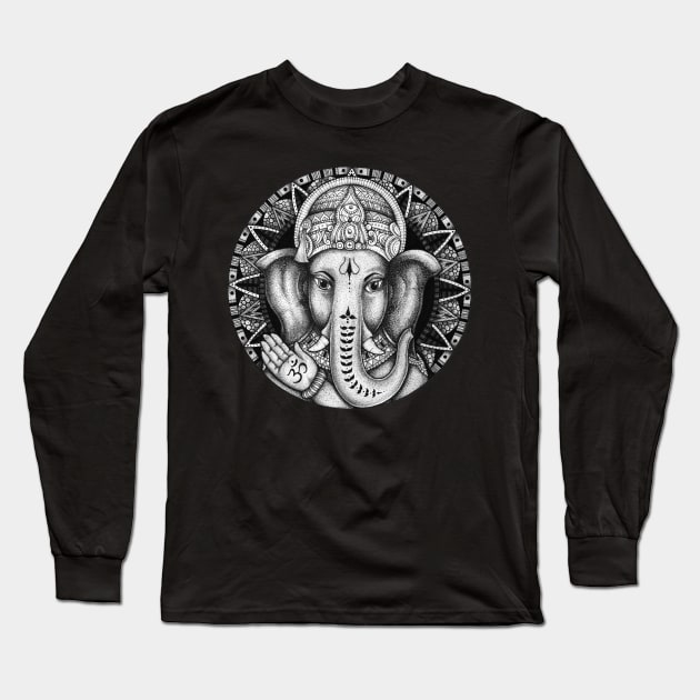 Ganesha Mandala Long Sleeve T-Shirt by Litedawn